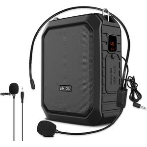 Voice Amplifier with Lapel Mic/Microphone Headset-18W IPX5 Waterproof Megaphone Speaker Pa System, Bluetooth 5.0 Portable Microphone and Speaker for Teachers Elderly Tour Guide 800