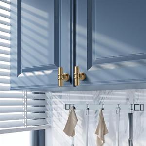 Brushed Gold Cabinet Knobs & Pulls - 2 Inch T Bar Kitchen Cabinet Hardware Drawer Pulls ZH0058, 10 Pieces