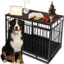10 x Dog Crate Topper with Magnets for 48 Inch Crate - Aluminum Foldable Dog Kennel Topper Decorative Storage Pet Crate Table Rustic Brown (Only Topper)
