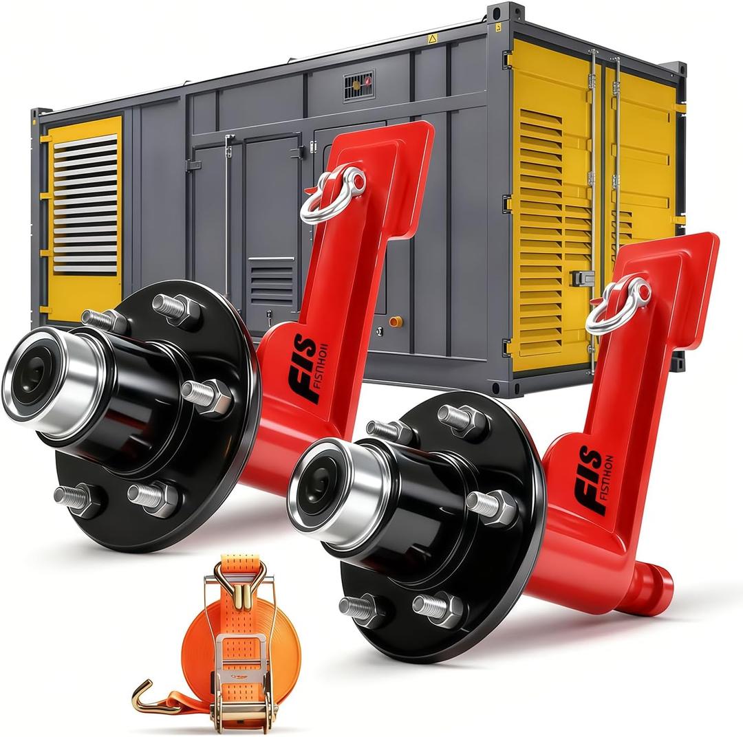 2 Pack Shipping Container Wheels Kit with Square Steel Structure, Shipping Container Accessories (Square Steel structure-6-Lug)