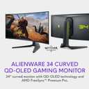 Alienware AW3423DWF Curved QD-OLED Gaming Monitor - 34-inch Quantum Dot, 0.1Ms 165Hz 21:9, 99.3% DCI-P3 Color Gamut, VESA DisplayHDR, 400, AMD FreeSync Premium Pro - Black