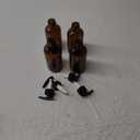 Vivaplex, 4, Large, 8 oz, Empty, Amber Glass Bottles with Black Lotion Pumps