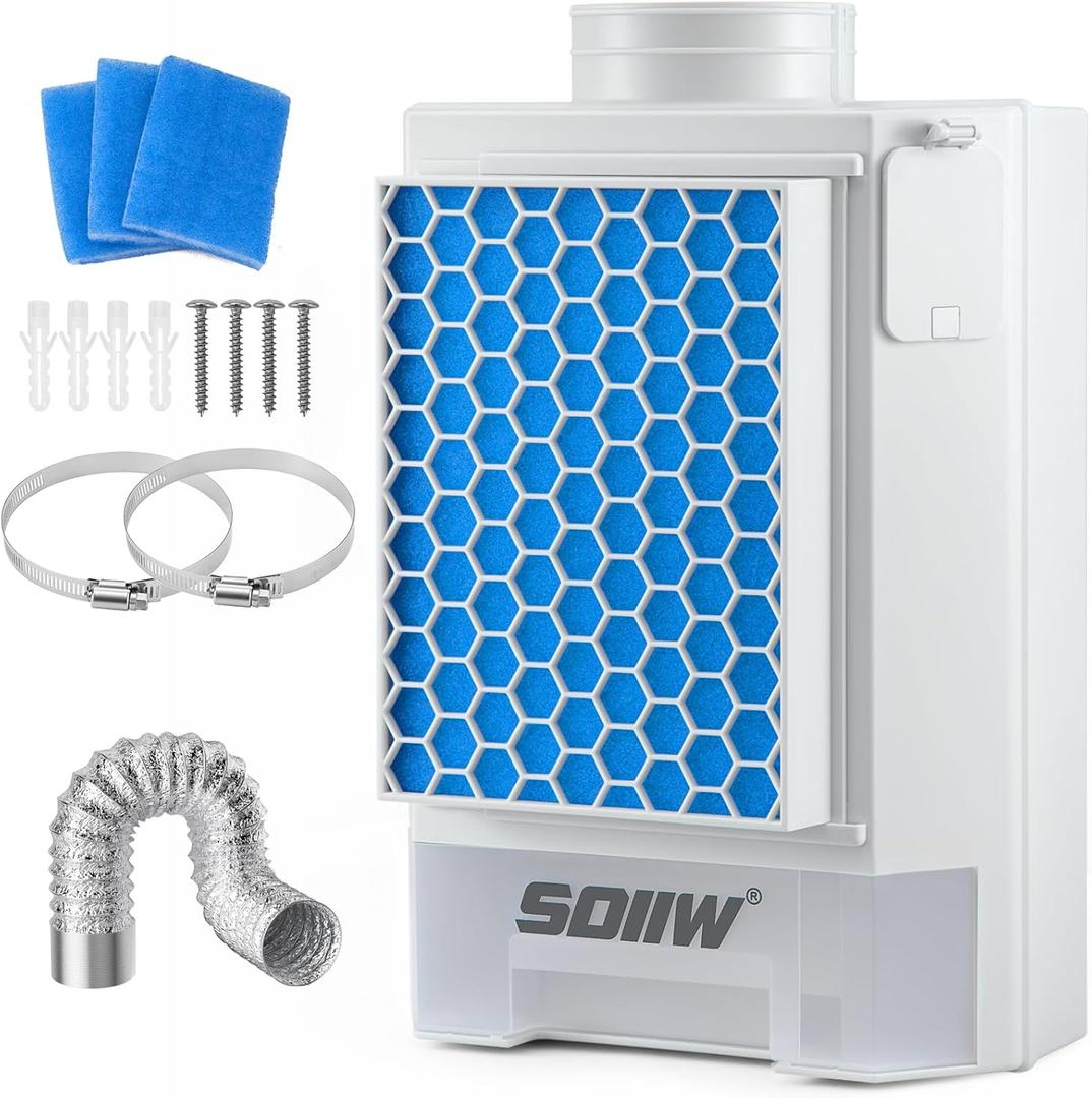 3-in-1 Indoor Dryer Vent, Stainless Steel Screen Filter, Polyester Filter, Lint Catcher with 4 Polyster Filters and Vent Hose for Electric Clothes Dryers