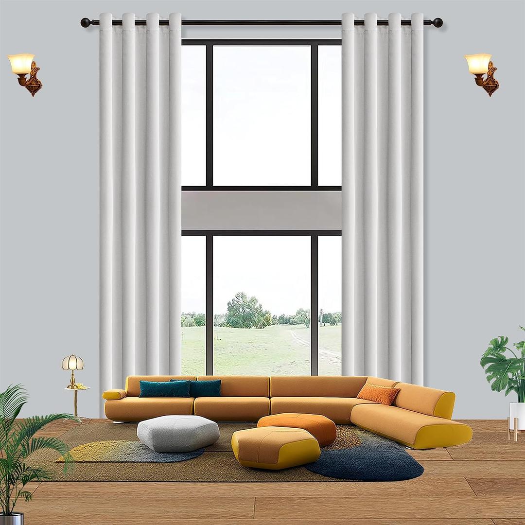 Qiseca Extra Long Curtains High Ceiling Drapes 14Ft for Living Room, Tall Windows Custom Made 2 Story Blackout Curtains for High Living Room Bedroom Loft Theater W52xL168 Inches Long 1 Panel, White