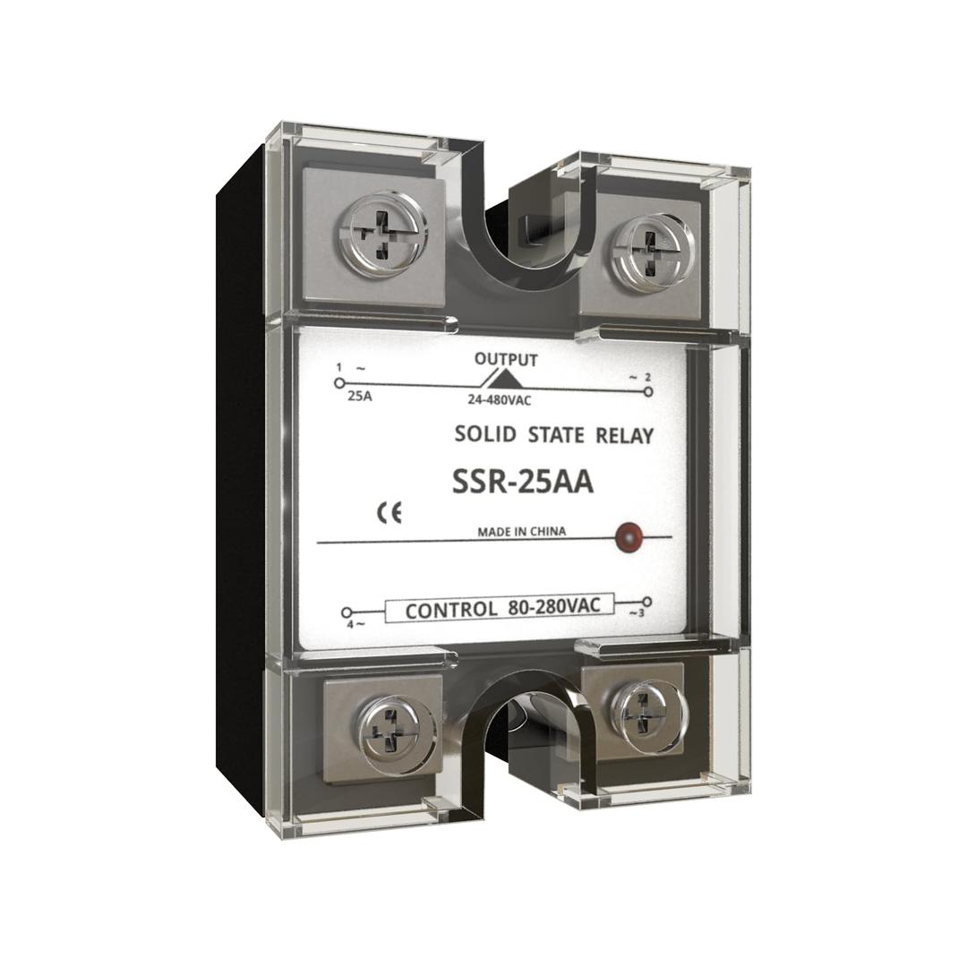 MAKERELE SSR-25AA Solid State Relay Input 80-280V AC to Output 24-480VAC 25A Single Phase Semi-Conductor Solid State Relay Module