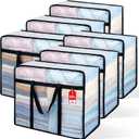 6 Pack Clear Blanket Storage Bags, 90L Plastic Comforter Clothes Storage Bags Underded Moving Bags Closet Organizers and Storage Zippered Sturdy Handle for Bedding, Clothes, Linen, Toys, Quilt, Duvet