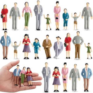 Namalu 14 Pcs 1: 25 Scale Miniature People Figurines Tiny Painted Model Train People Mini Architectural Plastic Small Dollhouse Figures for Projects Diorama Village