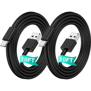 iPhone Charger Cable 10 ft 2Pack, [Apple MFi Certified] Extra Long Lightning Cable Fast Charging 10 Foot, USB iPhone Charger Cord 10 feet for iPhone 14/13/12/11 Pro Max SE XR XS X 8 7 6, iPad-Black