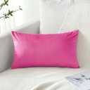 Artscope Luxury Velvet Pillow Covers Decorative Rectangle Pillowcases Soft Solid Cushion Cases for Couch Sofa Bedroom Car Decor 12x20 Inch Hot Pink