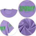 Halloween Shirts Women: Embroidered Spooky Season T Shirt Retro Spooky Graphic Short Sleeve Tops (Purple, M)