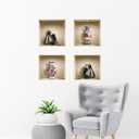 THE NISHA 4 PC Pack Art Magic Pictures Peel and Stick 3D Vinyl Removable Wall Sticker Decals DIY Sticky Backsplash (Lighting Spots), Yoga and Painted Vases 470