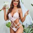 Avidlove Women Lingeries Deep V Teddy Lingerie Sexy Lace Bodysuit Cut Out One Piece Mini Babydoll (White, L)