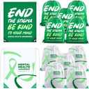 Kacctyen 6 Pcs Breast Cancer Awareness Bags Party Favor Green Ribbon Drawstring Backpacks for Cancer Awareness Month Party Gifts