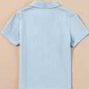blibean Boys Button-Down Uniform Shirts Semi Formal Dress Tops with Chest Pockets (Blue, L)