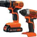 BLACK+DECKER 20V MAX Cordless Drill and Impact Driver, Power Tool Combo Kit with Battery and Charger