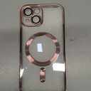 Misea Magnetic for iPhone 15 Case Compatible with MagSafe [Never Yellowing] [Military Grade Drop Protection] Full Camera Lens Protector Plating Soft Clear Phone Case for Women, Pink