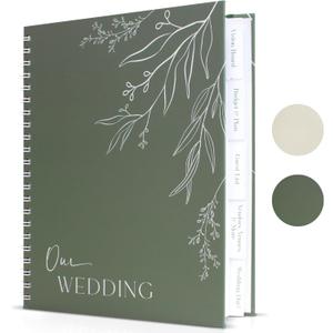 Beautiful Minimalistic Wedding Planner Book and Organizer - Enhance Excitement and Makes Your Countdown Planning Easy - Unique Engagement Gift for Newly Engaged Couples, Future Brides and Grooms (Sage)