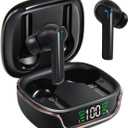True Wireless Earbuds Bluetooth 5.3 Headphones with Superior Stereo Sound, Gaming Buds, IPX8 Waterproof Earphones, 8Hr Long Playtime/Single Charge, Touch Control in-Ear Headset w/Mic (Black & Rose Gold)