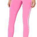 Amazon Essentials Women's Active FormFlex Buttery Soft High Waist 27.5" Inseam Full Length Yoga Leggings with Contrast Trim (Flamingo Pink/White)