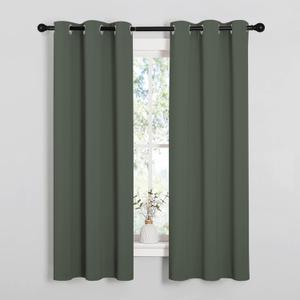 NICETOWN Thermal Insulated Curtains Blackout Draperies, Window Treatment Solid Grommet Room Darkening Drape Panels for Bedroom (Dark Mallard, Set of 2 Panels, 34 by 63 inches Long)