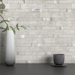 MOFIT Backsplash Tile for Kitchen Peel and Stick Stone Matte Finish,Bathroom Tiles Stickers 3D Wall Panel Linear Mosaic Marble Backsplash Waterproof(10sheets,Cement Grey)