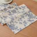 YZJZEDS 100% Cotton French Pastoral Table Runners, 13x108 Inch Blue Farmhouse Table Runners 108 Inches Long, Vintage Flowers Print Home Decors