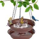 VUWEZ Hanging Bird Bath, Hanging Bird Water Feeder for Outdoors, Feeder Bowl, 2 Pack Birdbath Tray Accessories for Outside, Plastic Birdbaths Tray for Garden Patio Decoration (10", Chocolate)