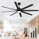 Modern Ceiling Fans with Lights, 72 Inch Ceiling Fan with Light and Remote, Bedroom Living Room Library Cafe Outdoor/Industrial,24W 3CCT Dimmable, 8 Blades 6 Speed Reversible Quiet DC Motor, Black