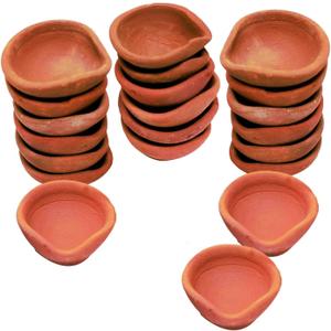 Handmade Terracotta Set of 21 Clay Diya for Diwali/Navratri Decorations Oil Lamp Tea Light Holder | Indian Festival Diyas for Pooja & Diwali Decorations | TRBD12M-016