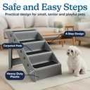Dog Stairs - Pet Stairs with 4-Step Design for Beds, Couches, Cars - Pet Steps for Puppies, Kittens, and Small Pets by PETMAKER (Gray)