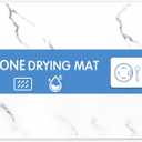 Quick Dry Stone Drying Mat for Kitchen Counter Stone Dish Drying Mats Water-Absorbent Diatomaceous for Cups Dishes Bottles Multiple Usage L16" x W12" Ivory-Marble