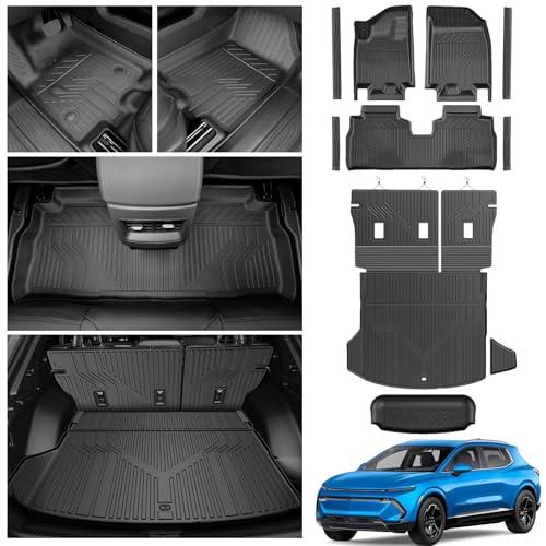 LUMWAY Floor Mats for 2024 2025 2026 Chevy Equinox EV(Non Fuel) Trunk Mat with Backrest Mat and Storage Mats, Door Sill Protectors, All Weather Cargo Liner Back Seat Cover for Equinox EV Accessories