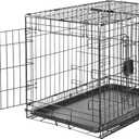 Amazon Basics Durable,Foldable Metal Wire Dog Crate with Tray, Double Door, 30 x 19 x 21 in, Black