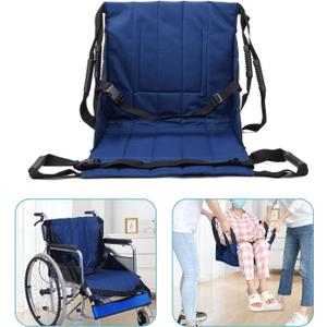 Patient Lift Transfer Belt from Bed to Wheelchair Stair Transfer Emergency Evacuation Chair Pad Safety Medical Lifting Sling Slide Board Transferring for Elderly, Disabled, Adults (Blue - 4 Handles)