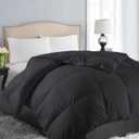 EASELAND Queen Size Down Alternative Comforter - Quilted Duvet Insert for All Seasons, Soft Lightweight with Corner Tabs, Summer Winter Warm Bedding, Black 88×88 Inches