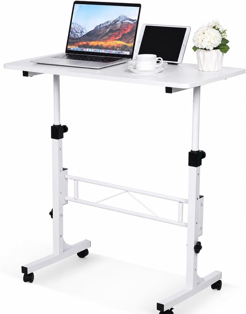 KLSMYHOKI Standing Desk Adjustable Height, Mobile Stand Up Desk with Wheels
