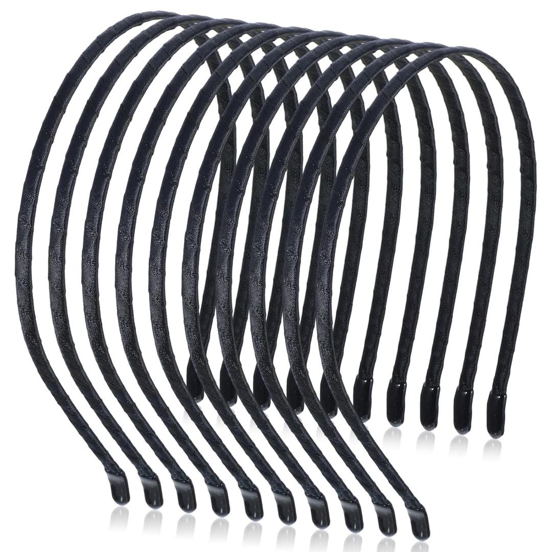 10 Pcs Metal Hair Band, 0.5 cm/0.2" Black Headband Thin Smooth Wire Headband Blank Plain Hairband Craft Headbands Frame Base for Women Men Girls DIY Hair Accessories