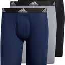 adidas Men's Performance 3-Pack Long Boxer Brief, Underwear Boxer Briefs - 3-Pack Long Men's Underwear Pack (Black/Grey/Collegiate Navy/Performance)