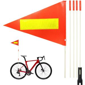 Uelfbaby Bike Safety Flag - 6 Ft Heavy Duty Fiberglass Pole, Polyester, Full Color, Tear-Resistant, Waterproof, Orange, Double-Sided Reflective