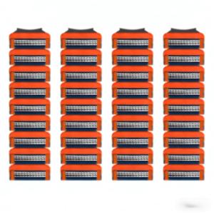 36 Blades Replacement Parts for GL-Fusion 5 Style Razors (Orange-Slate), Wet Razors Men's Blades Value Packs