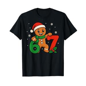 67 Christmas 6 7 Gingerbread 6-7 Meme Six Seven Boys Kids T-Shirt M