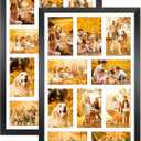 13x21 Collage frame with 10 Openings 4X6 Pictures, Multiple Picture Frame with Mat, Wall or Tabletop Decor, Black Wood Grain,2 Pack