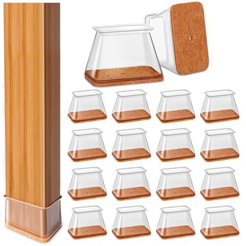 20Pcs Chair Leg Floor Protectors Rectangle for Hardwood Floors Silicone Caps Covers Felt Furniture Pads Clear Chair Sliders, Protect The Floor from Scratches(Fit Perimeter 3-3/4'' to 4-7/8'')