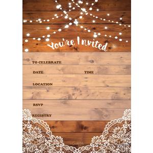 25 Rustic Invitations & 25 Envelopes for Wedding, Bridal Shower, Birthdays, Engagements, Bachelorettes This Barn Rustic Invite Style is Also Great for Housewarming, Retirement & Rehersal Parties