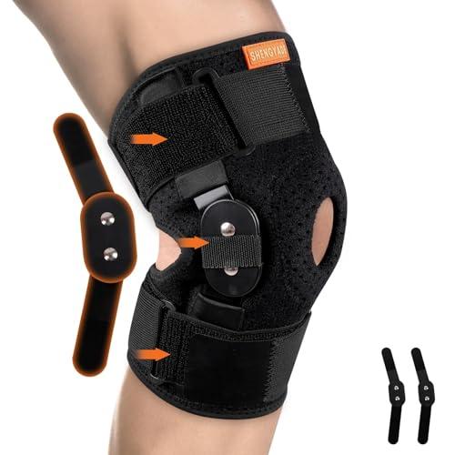 Hinged Knee Brace, Adjustable Knee Support Wrap for Men and Women, Pain Relief Swelling and Inflammation, Patellar Tendon Support Sleeve for Helping Relieve Strains, Sprains, ACL and MCL Injuries (Medium)