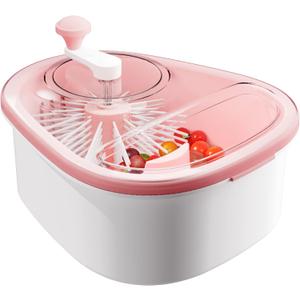 JOYMOOP Fruit Cleaner Spinner JOYLOOP, Large Fruit Washer Spinner with Brush, Fruit Cleaning with Fruit Washing Bowl, Fruit and Salad Cleaner with Fruit Spinner Bowl,Fruit and Vegetable Scrubber (Sakura Pink)