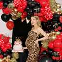 145pcs Red and Black Balloon Arch Kit with Leopard Cheetah Print Balloons for Womens Birthday Decorations, Baby Shower Bachelorette Spa Party Decorations