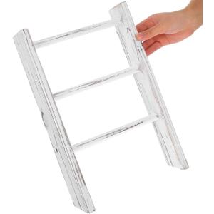 Garneck Mini Ladder Towel Rack 16'' White Wood Hand Towel Holder for Country Bathroom Decor Space-Saving Display Rack for Kitchen and Home Use Country Farmhouse Decor