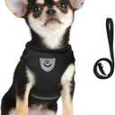 FEimaX Dog Harness and Leash Set for Walking, Soft Mesh Adjustable Easy Control Lightweight Cat Vest Harnesses with Reflective Strips, Escape Proof Small Dogs Cats Vests (Black, X-Small)