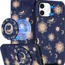 Buleens for iPhone 16 Plus Case 6.7 Inch - with Ring Stand & Camera Cover Aesthetic Cute Designed for Women Girls Girly Kawaii Sun Moon Stars Phone Case for iPhone 16 Plus Compatible with Magsafe